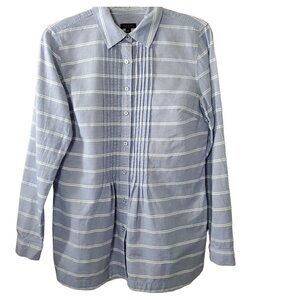 🚨296 Talbots blue and white long sleeve button down tunic